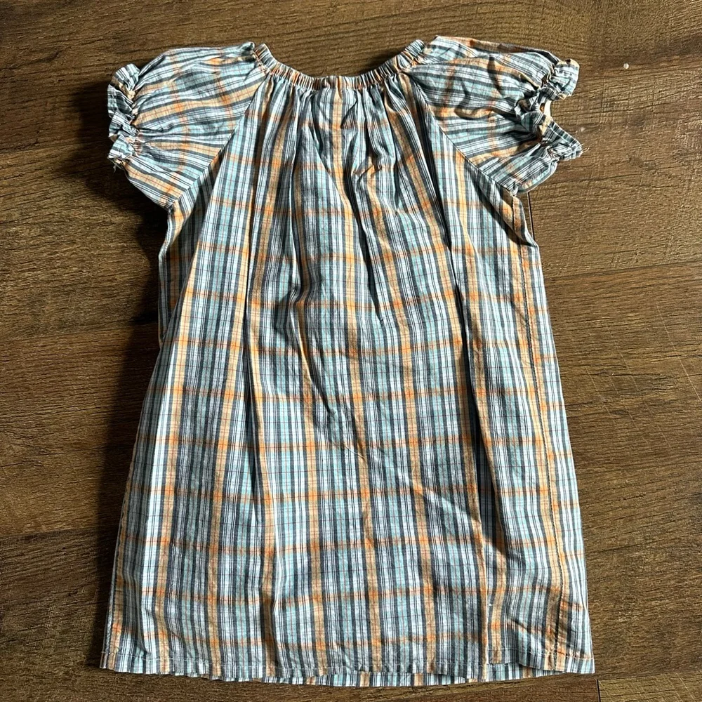 Girls Haley and the Hound Plaid Nightgown 2T Blue Orange Monogram G